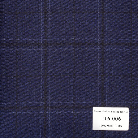 I16.006 Kevinlli V9 - Vải Suit 100% Wool - Xanh đen Caro đen